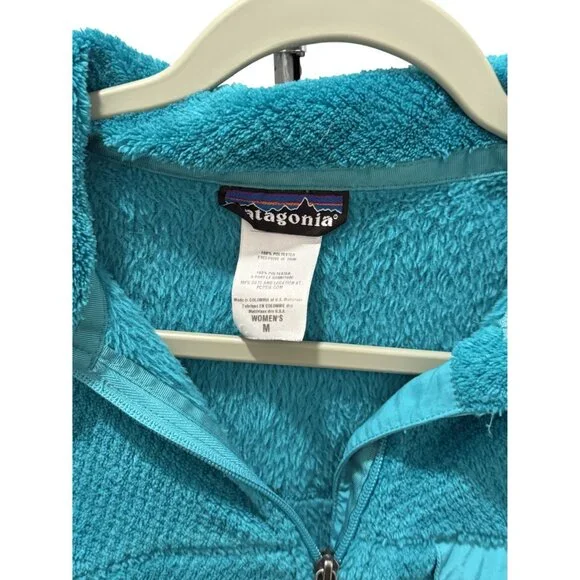 Patagonia Womens M Full-Zip Teal Textured Fleece Jacket With Chest Pocket And Co - Picture 4 of 5